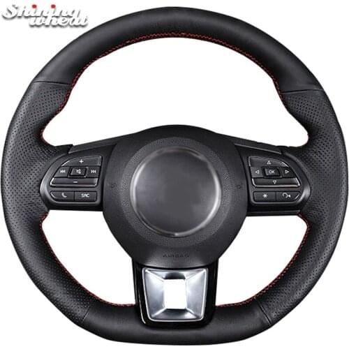 Shining wheat Hand-stitched Black Genuine Leather Car Steering Wheel Cover For MG ZS HS GS 2017-2019 MG MG3 MG6 2017 2018