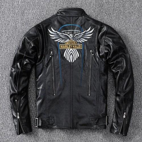 Brand 115th Anniversary Motorcycle Leather Jacket for Men Classic Vintage Plus Size Thick Cowhide Jacket Autumn Winter Warm Coat