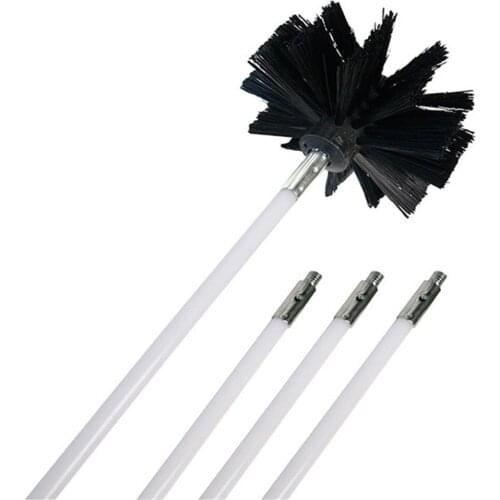 Chimney Cleaner Brush Sweeping Rotary Fireplaces Inner Wall Cleaning Brush Flexible 9pcs Rods With 1pcs Brush Head
