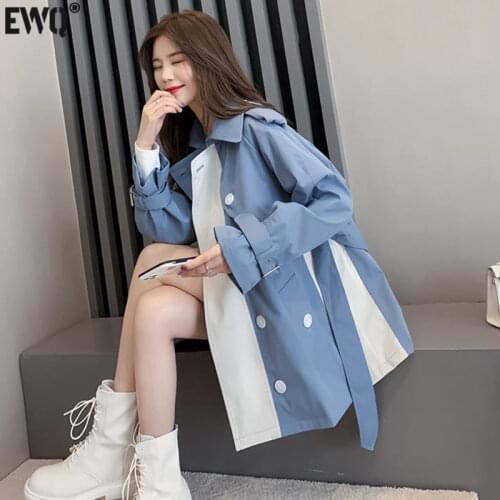 EWQ Women's Double Breasted Trench Coats