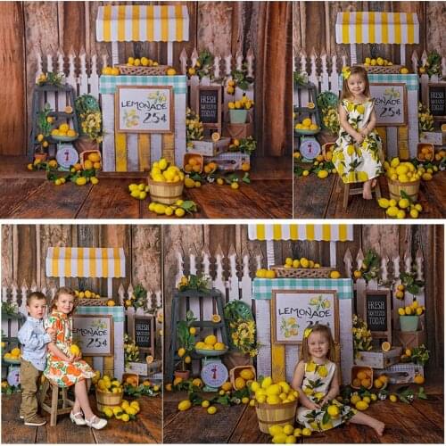 Lemon thene birthday backdrop newborn kids portrait sell lemon newborn kids portrait photo background studio cake smash children