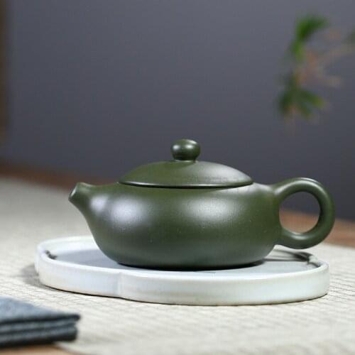 Pure handmade purple clay pot ball hole small capacity green mud flat Xishi pot antique pot tea pot