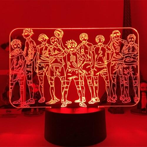 Haikyu Karasuno Group 3d Lamp Haikyuu Karasuno Team Led Night Light Lamp for Bedroom Decor Nightlight Kids Child Birthday Gift
