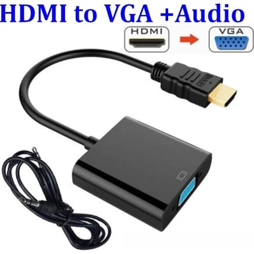 HDMI to VGA with 3.5mm Jack Audio Cable Video Converter cable Adapter For Xbox 360 PS3 PS4 PC Laptop DVD *400pcs/lot