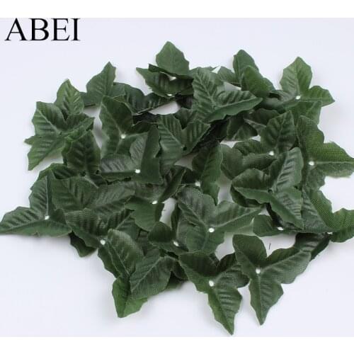 50pcs/lot Artificial Green Leaf Fake Silk leaves for Wedding Party Decoration DIY Handmade Garland Wreath Flower Arrangement