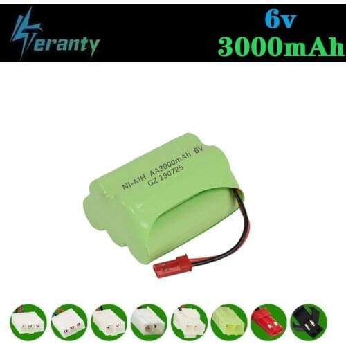 JST Plug ) 6v 3000mah NiMH Battery For Rc toys Cars Tanks Robots rc Boats Guns 6v Rechargeable Battery AA Battery Pack 1Pcs