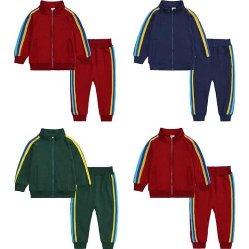 Spring Children set Boys and Girls Sportswear Autumn New Korean Fashion kids clothes set coat+pants Two-piece school trackSuit