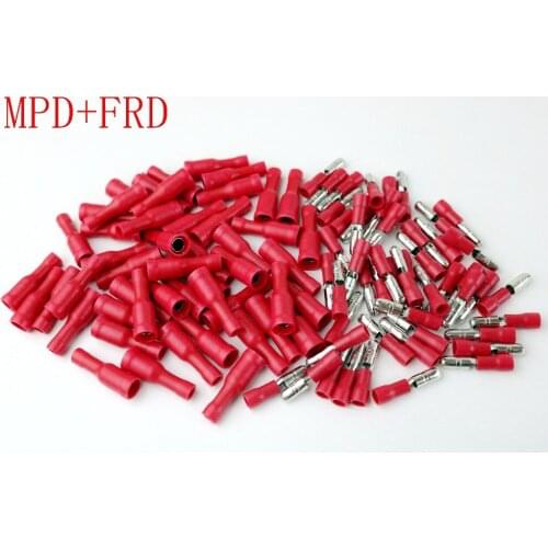 Red Bullet Type Female/Male Wire Splice Crimp Terminal L8 Plug Connector For 0.5-1.5Wire FRD(MPD)2-156 Free Shipping