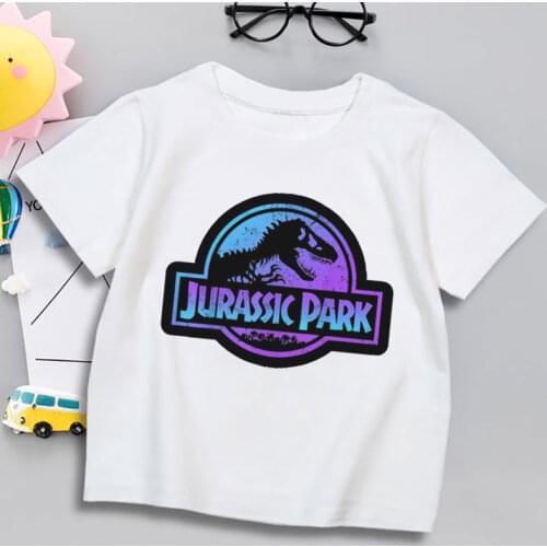 2021 Jurassic World Fallen Kingdom Cool Dinosaur Head Print T-Shirt Boys And Girls Hip Hop Handsome White Round Short Sleeve