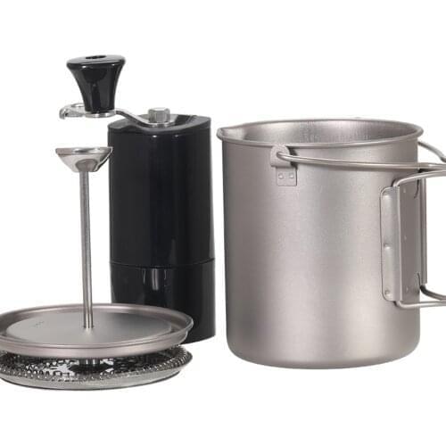 Lixada 750ml Titanium Coffee Cup Mug French Press Pot Coffee Maker with Lid Outdoor Camping Cooking Pot