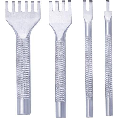 LMDZ Leather Craft Hole Punch Tools 1/2/4/6 Prong Inch Chisel Leather Craft Tools Hole Punch Lacing Stitching Perforate (4 MM)