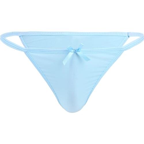 Mens Wetlook Lingerie Underpants Underwear See Through Mesh Sexy Panties Low Rise Elastic Waistband Bowknot Tanga Bikini Briefs