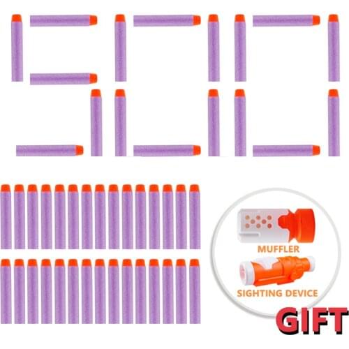 500PCS Blaster Darts For Nerf Accessories 7.2cm Soft Hollow Hole Head Refill Bullets Toy Gun Blasters Muffler for Nerf Bullets