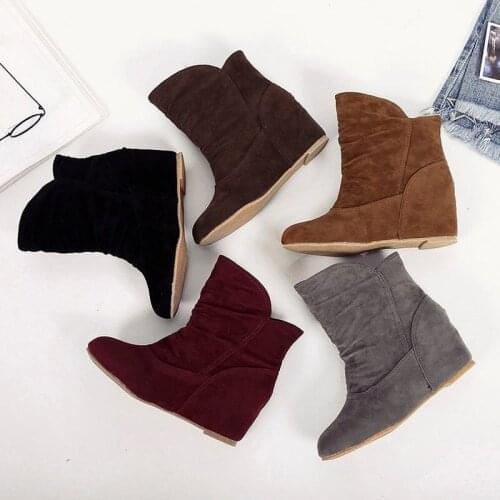 New Arrivals Suede Leather Design Style Women Boots Fashion Height Increasing Casual Stylish Modern Boots for Ladies
