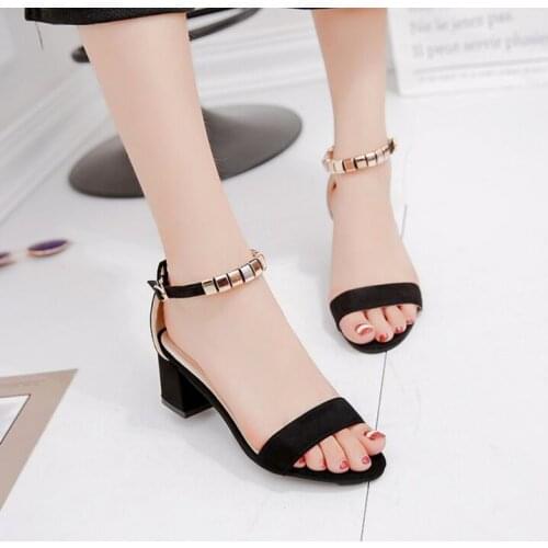 Metal String Bead Summer Women Sandals Open Toe shoes Womens Sandles Square heel Women Shoes Korean Style Gladiator Shoes