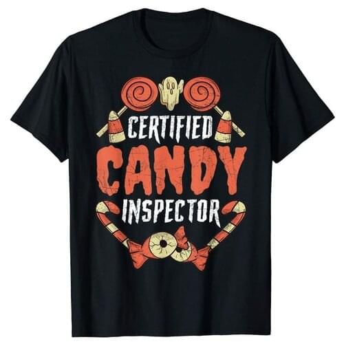 Certified Candy Inspector Funny Halloween Classic Quote T-Shirt Men Cotton T Shirt
