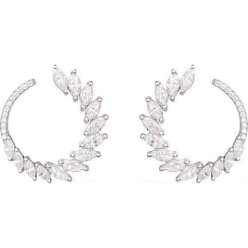 SOELLE Fashion Real 925 Sterling Silver Shining Annulus Light Leaves Earrings Micro 5A Zircon Stones Women Luxury Brand Jewelry