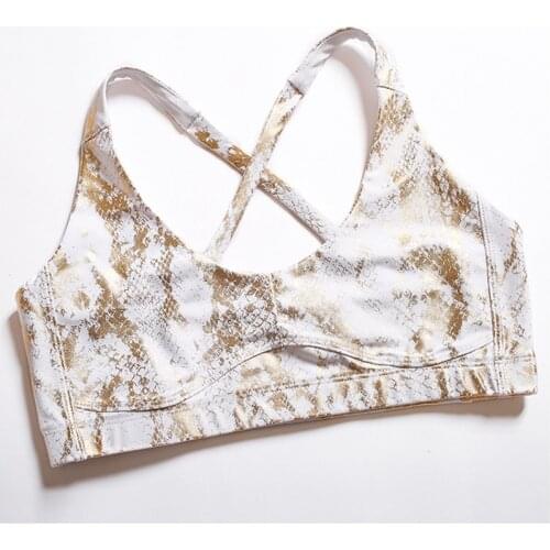 Metallic Snake Contour Cross-Back Sports Bra New Collections Women Fitness Medium Support Gym Wear Sexy no pad Yoga brassiere