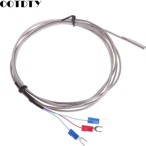 Stainless Steel RTD PT100 Temperature Sensor Thermocouple with 2m 3 Cable Wires