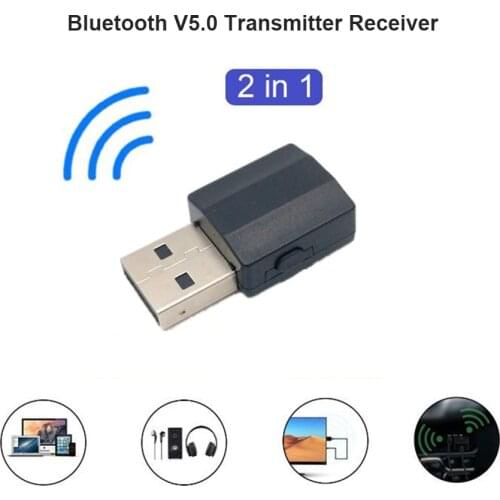 USB Bluetooth-Compatible 5.0 Adapter Transmitter TV Receiver 2 In 1 Wireless Adapters For PC Car Kit + Button Switch