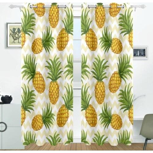 Pineapple Curtains Drapes Panels Darkening Blackout Grommet Room Divider for Patio Window Sliding Glass Door 55x84 Inches