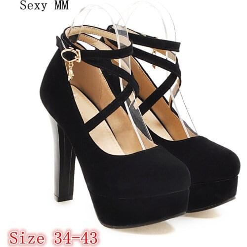 Women High Heel Shoes Platform Pumps Woman Thin High Heels Party Wedding Shoes Ladies Kitten Heels Plus Size 34 - 40 41 42 43