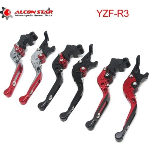 Alconstar- 1 Pair Adjustable CNC Motorcycle Clutch Brake Levers For Yamaha YZF R3 YZF-R3 2005-2015 Handle Bar Brake Levers Parts
