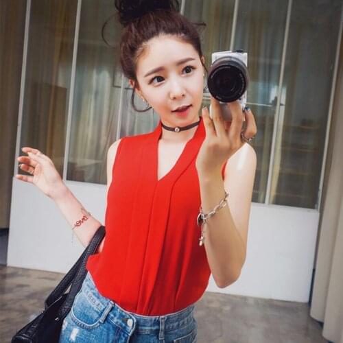 Blusas Femininas 2018 New Fashion Womens Colourful V Neck Summer Chiffon Blouses Cute Sleeveless Shirts Casual Slim Women Tops