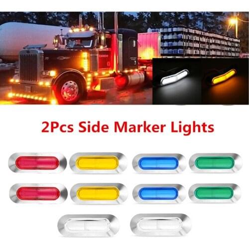 2x 12V 24V 4 LED Car Truck Side Marker Lights External Warning Tail Light Indicator Signal Brake Lamp For Trailer Lorry Bus Boat