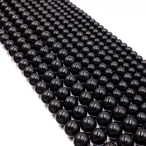 Natural Russian shungite genuine Round Loose Bead stone bracelet not treatment For Jewelry Making DIY design