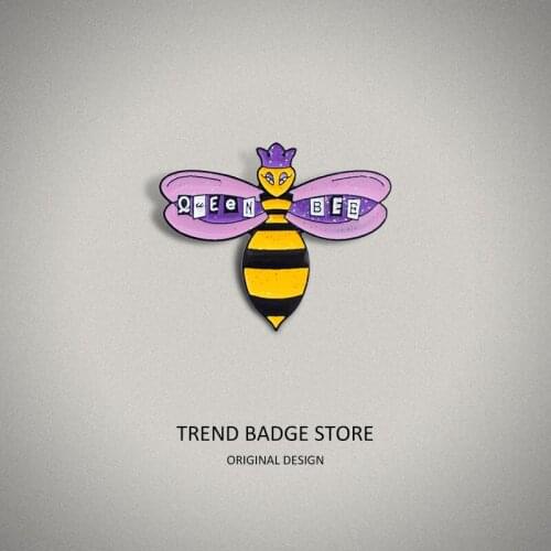 Cartoon Queen Bee Brooch Letters Queen Bee Jacket Enamel Label Pins Brooches Omn Clothes Shirt Badge