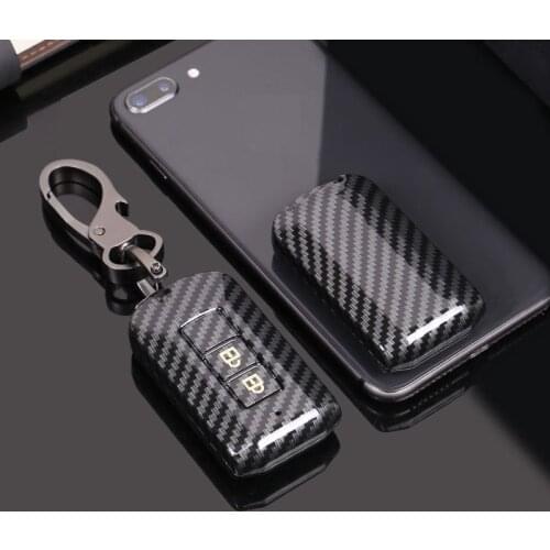 Glossy Carbon fiber ABS Car Smart Key Case Cover For Mitsubishi Outlander Lancer 10 Pajero Sport EX ASX Colt Grandis L200