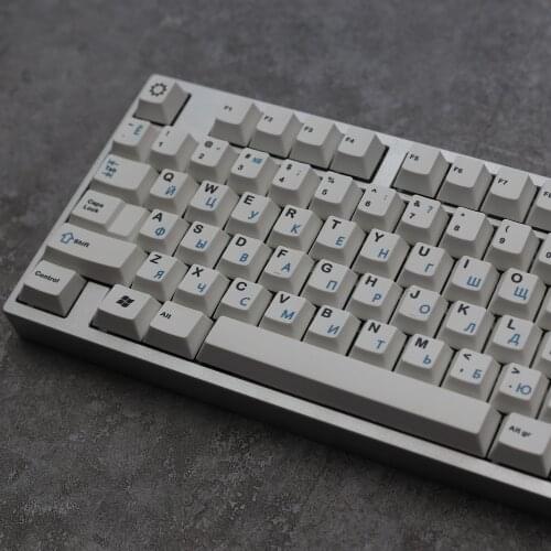 Colorful Keycaps Russian PBT White Blue Cherry Mx Switcher Dye for Gaming Mechanical Keyboard 6.25u/7u Spacebar