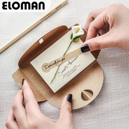 ELOMAN rustic wedding invitations cards elegant birthday wedding invitation envelope+blank cards+flowers