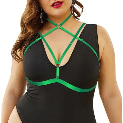 Erotic Busty Women Body Bdsm Harness Plus Size Lingerie Tops Cage Elastic Bondage Suspender Belt Garters Pole Dance Clothing