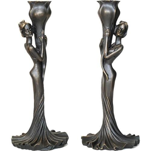 Fidex Home 2'li Lady Decorative Candlestick Smoked