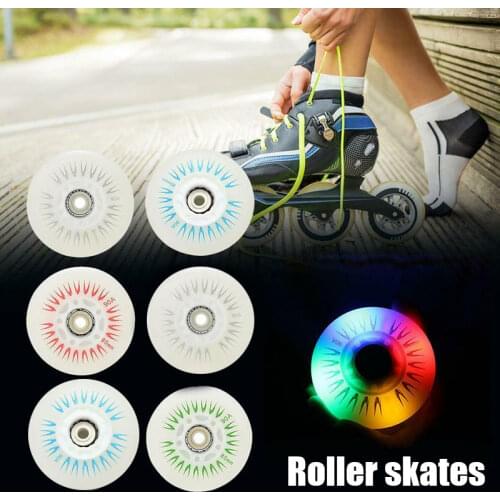 Hot 4PCS Flash Inline Skate Wheels 90A LED Lighting Skating Wheels 80 76 72 68 DO2