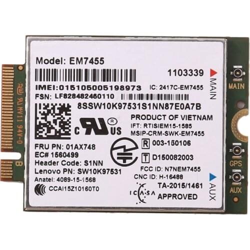 HOT-EM7455 WiFi Card FRU 01AX748 LTE 3G 4G for Thinkpad X1 Carbono 5Th Gen X270 T470 T470S T470P T570 L570 L470 P51 P71