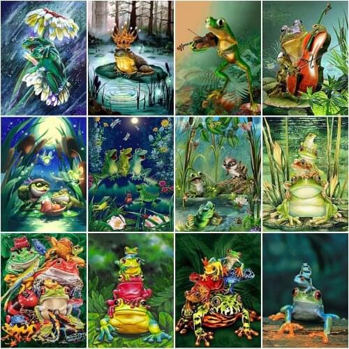HUACAN Diamond Painting Frog Full Square Round Drill Diamond Embroidery Animal Picture Of Rhinestone Mosaic Wall Decor