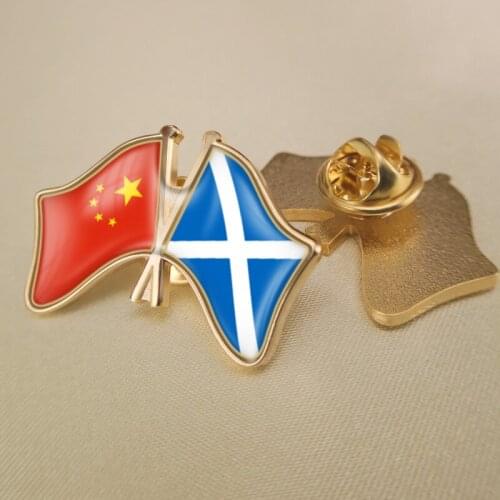 China and Scotland Crossed/Double/Friendship Flags Lapel Pins/Brooch/Badges