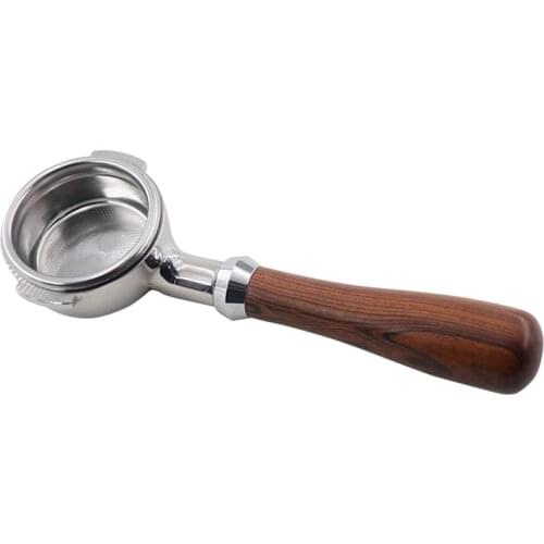58Mm Stainless Steel Coffee Machine E61 No Base Filter Bracket Coffee Bottomless Handle Coffee Spoon Wooden Handle Professional