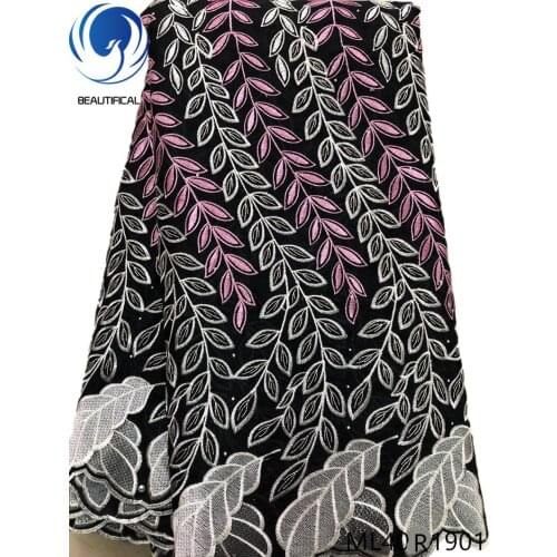 BEAUTIFICAL african lace fabrics high quality swiss voile lace with stones embroidery dry cotton lace fabric for dress ML40R19