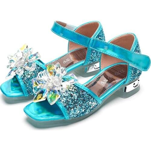 Low Heels Crystals Sequins Flower Girls Sandal Shoes for Wedding Open Toe Little Girls Princes Dress Sandals сандали для девочки