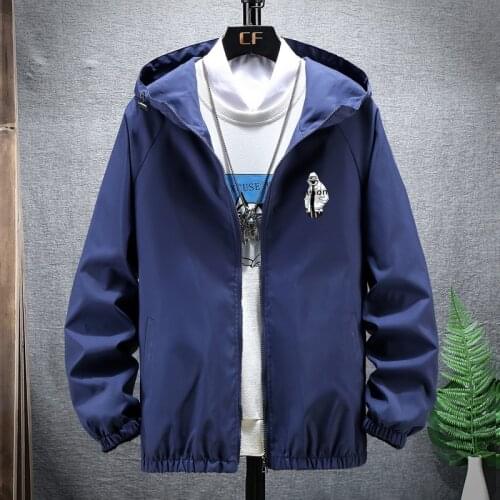 Mens Hooded Cartoon Print Jacket Male Hot Sale Outerwear Casual Streetwear Men Harajuku Windbreaker Zipper Coat New Clothing