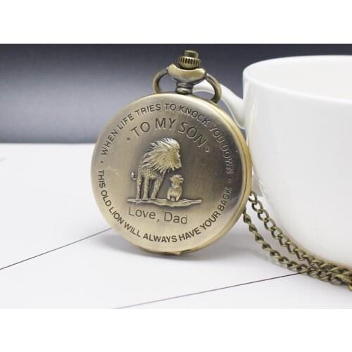 Quartz Bronze To My Soon Love Dad graduation present for my son Gifts for children Necklace pocket watches Gift watch