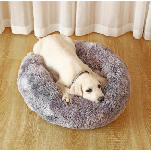 Round plush lounger for dogs Bed Soft Winter Cat Beds Sleeping Lounger Puppy Cushion Mat Self Warming Pet Beds For Dogs/Cat Bed