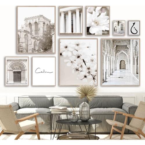 Magnolia Morocco Corridor Door Flowers Wall Art Canvas Painting Nordic Posters And Prints Wall Pictures For Living Room Decor