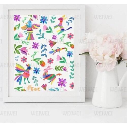 Mexican Floral Art Canvas Painting Mexico Colors Wall Picture Modern Wall Art Colorful Flower Prints Poster Home Room Art Decor