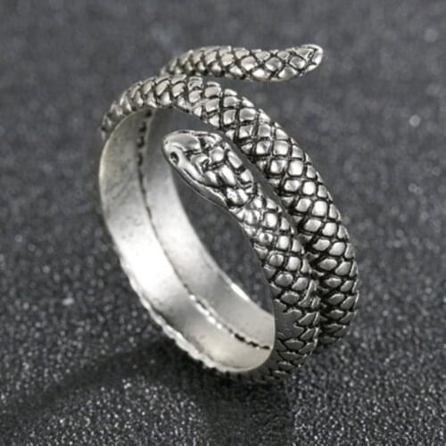 Trendy Silvery Snake Ring for Women Wedding Rings Men Jewelry Charm Gift Girlfriend Goth Halloween Jewelry