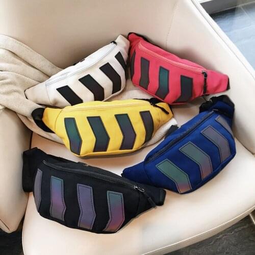 Mens Womens Belt Waist Bag Canvas Street Trend Reflective Crossbody Shoulder Chest Waist Bag Phone Wallet Travel Hip Hop Pack